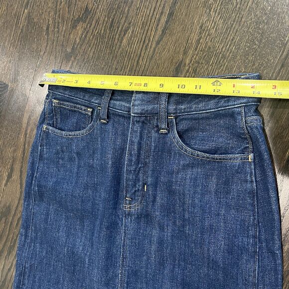 J. Crew Denim Midi Skirt Womens 26 Front Slit Pencil Blue Rinse Wash Classic - Picture 6 of 7